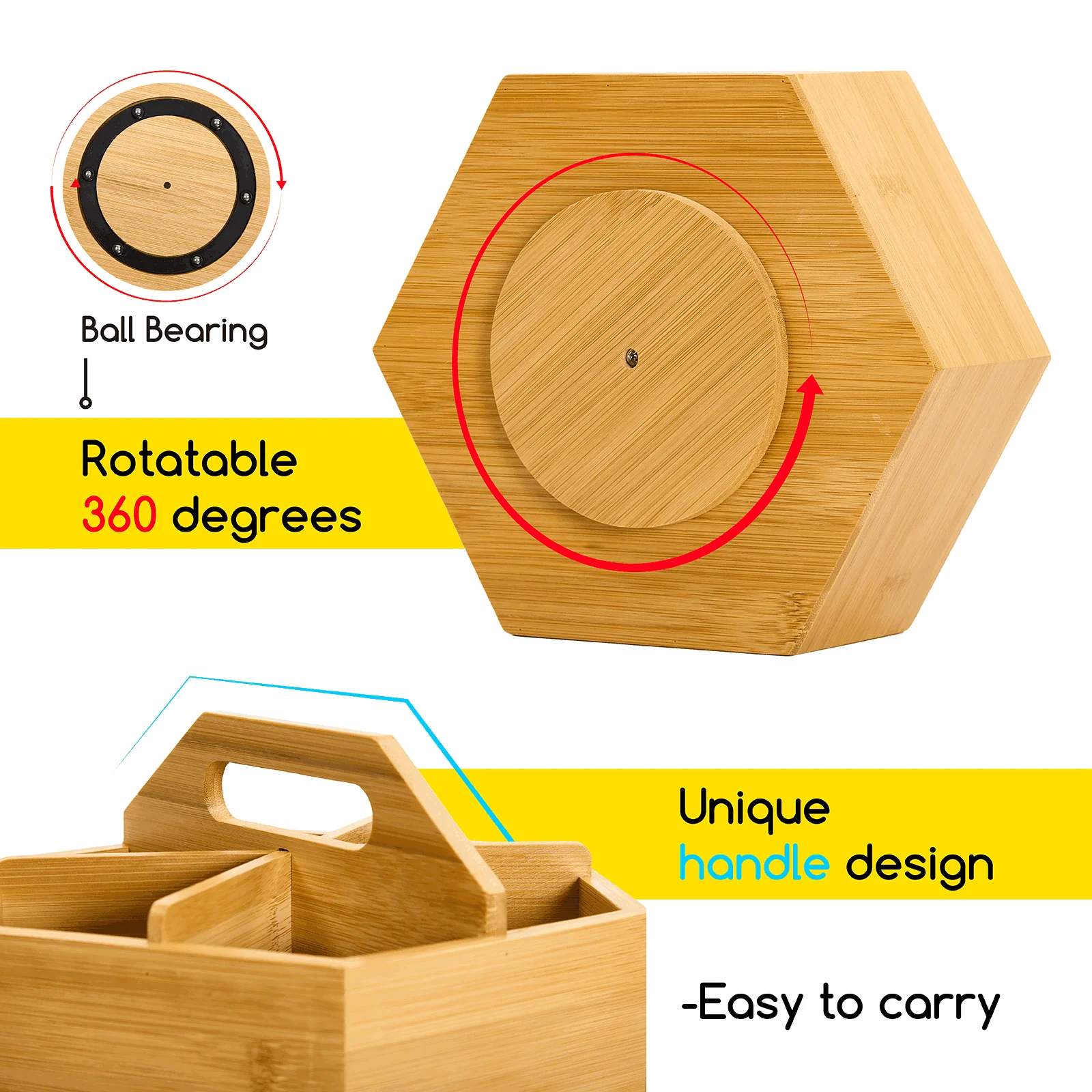 MEEDEN Bamboo Rotating Art Supply Organizer - Image 5