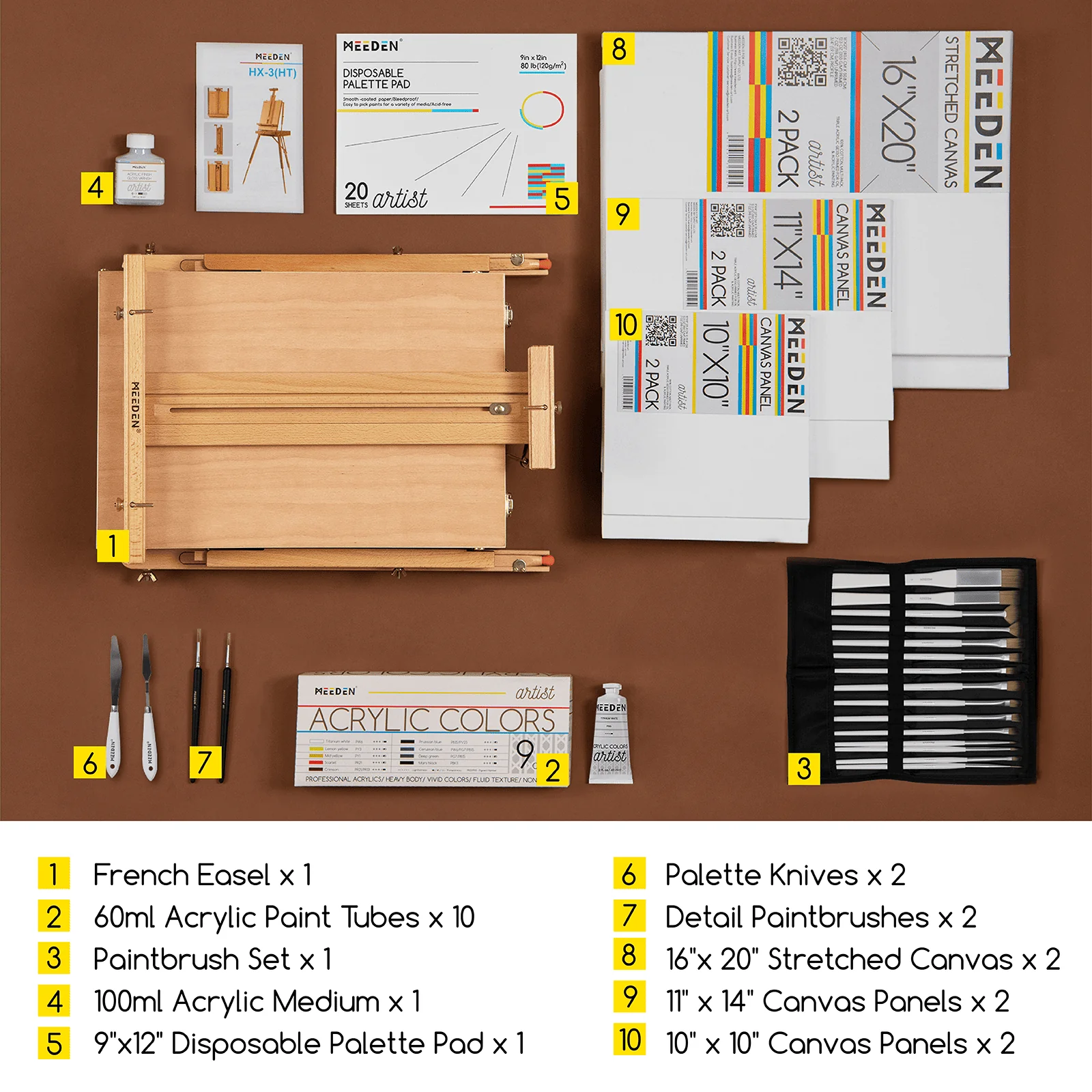 MEEDEN Professional Artist Acrylic Painting Set with French Easel - Image 2