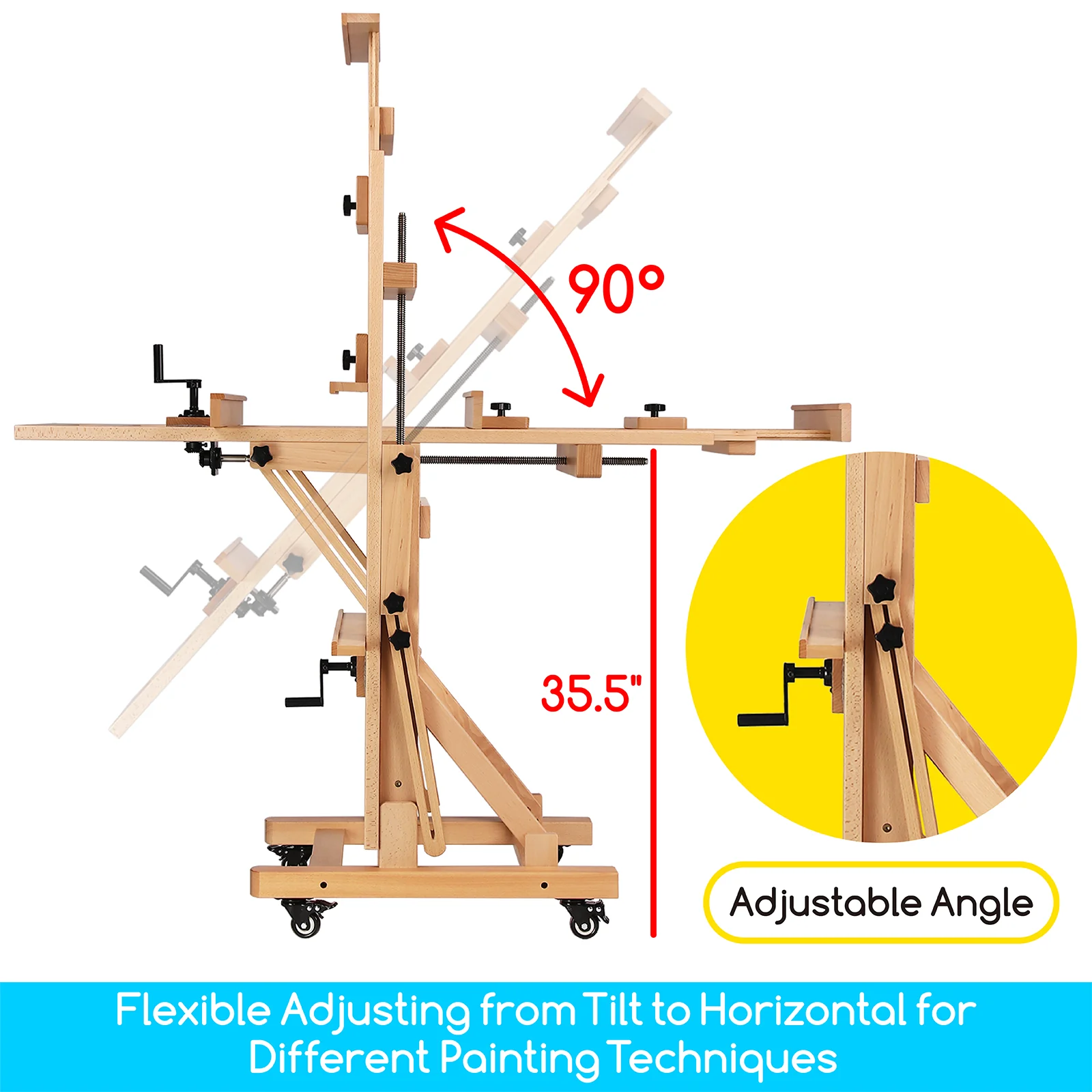 MEEDEN Deluxe Studio Large Rocker Crank Heavy Duty Artist Easel-DHJ-12 - Image 11