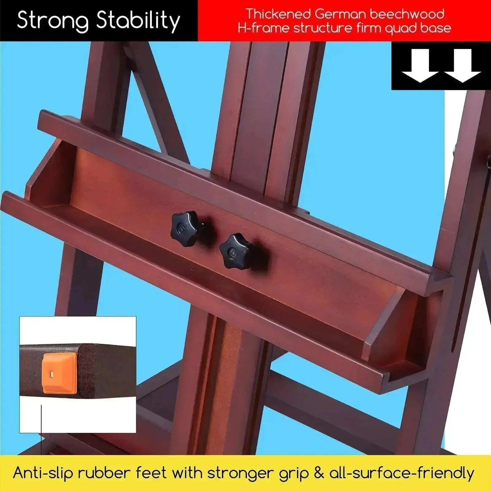 MEEDEN Classic Heavy Duty H-Frame Artist Easel-Dark Walnut-DW01 - Image 4
