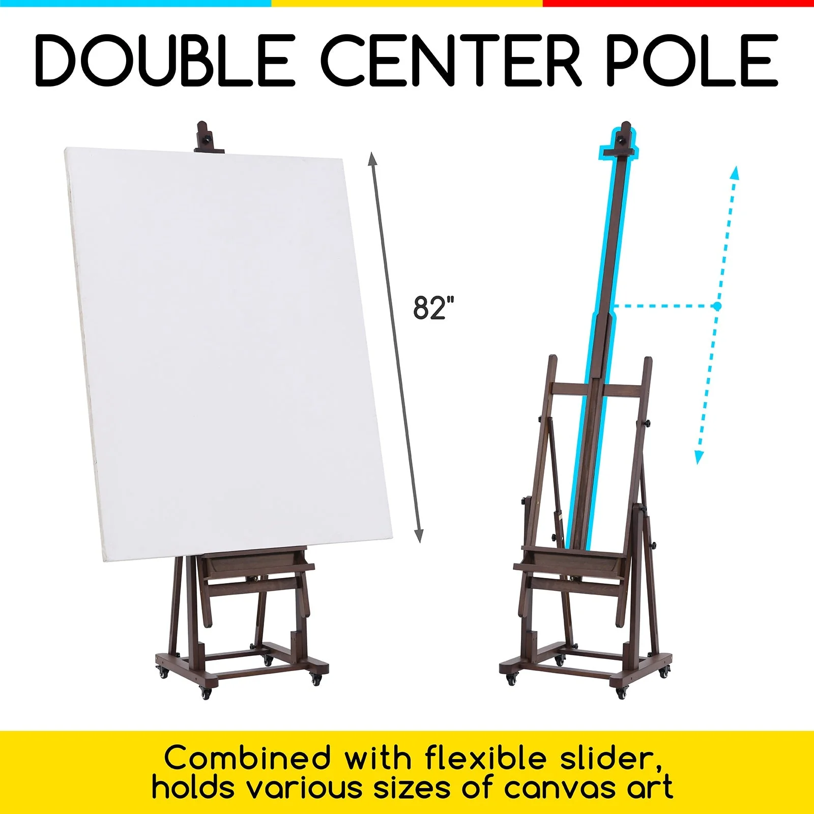 MEEDEN Extra Large Heavy Duty Artist Easel Stand-Walnut- W11 - Image 5