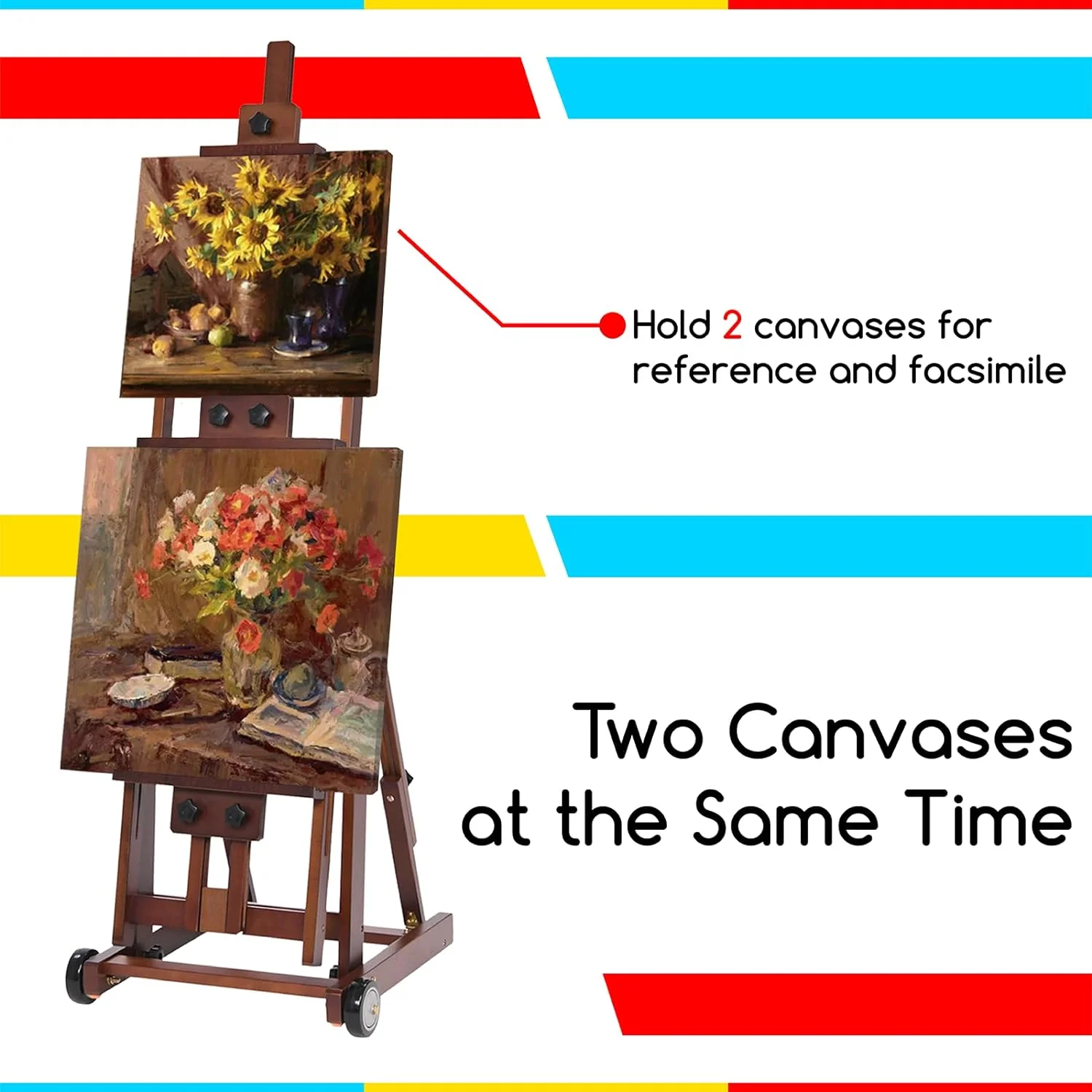 MEEDEN Versatile Studio H-Frame Artist Easel-Walnut-W14 - Image 11