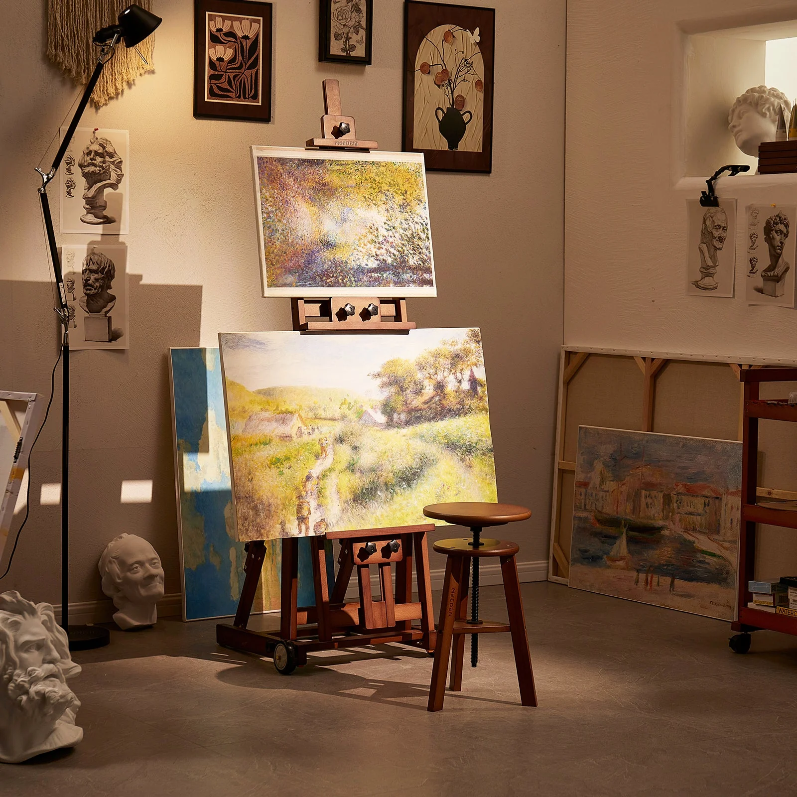 MEEDEN Versatile Studio H-Frame Artist Easel-Walnut-W14 - Image 3