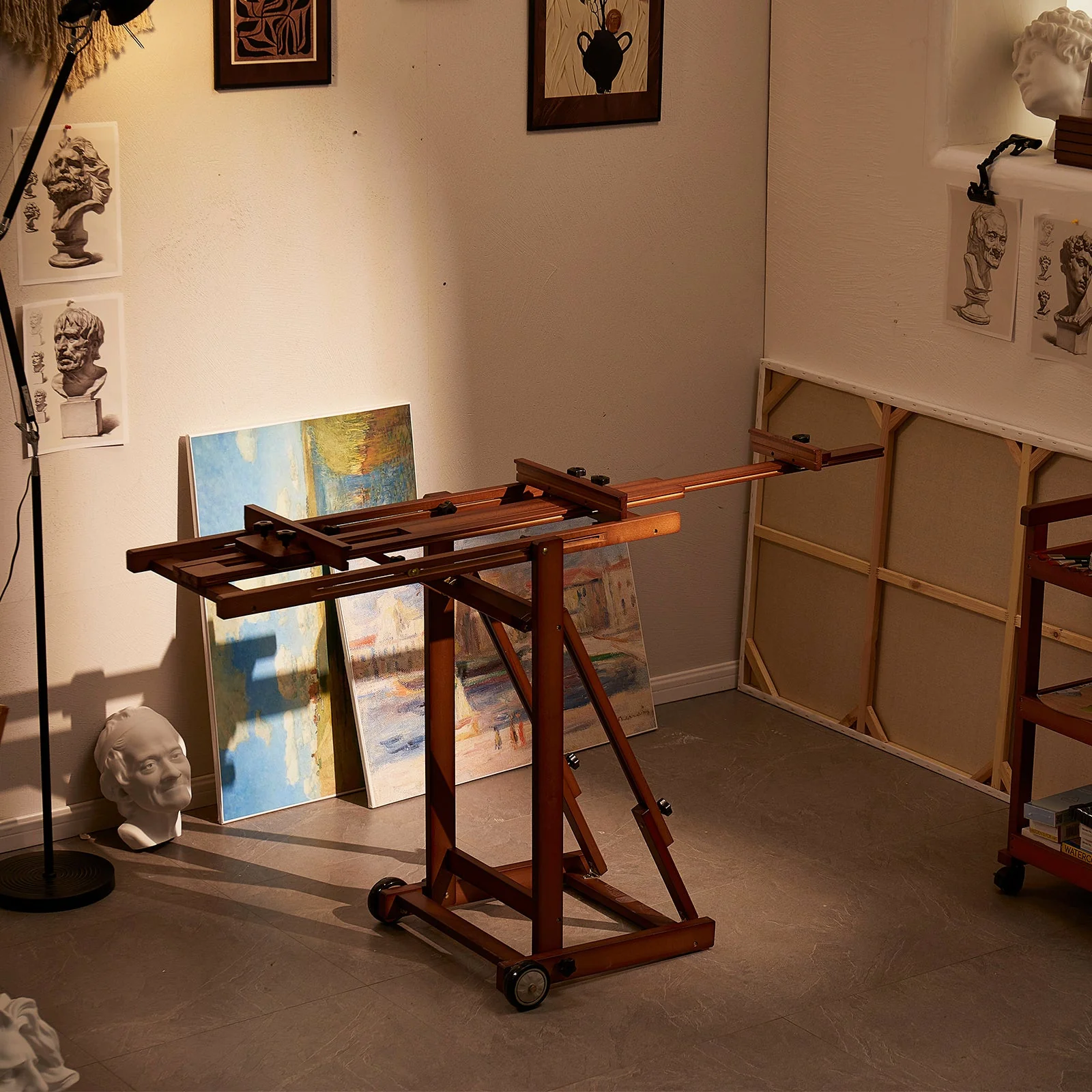 MEEDEN Versatile Studio H-Frame Artist Easel-Walnut-W14 - Image 5