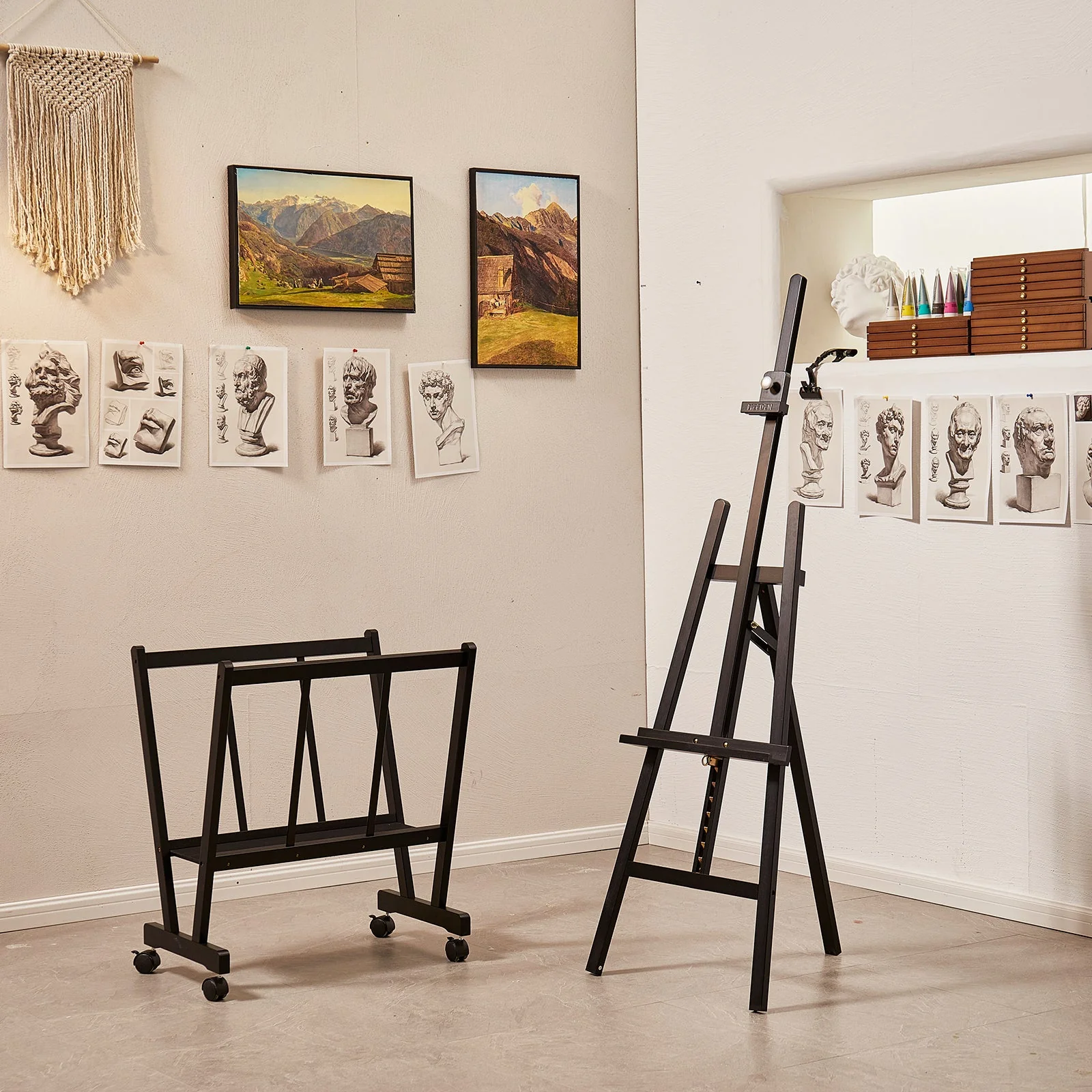 MEEDEN Pinewood A-Frame Painting Easel Stand-Black-W01D - Image 2