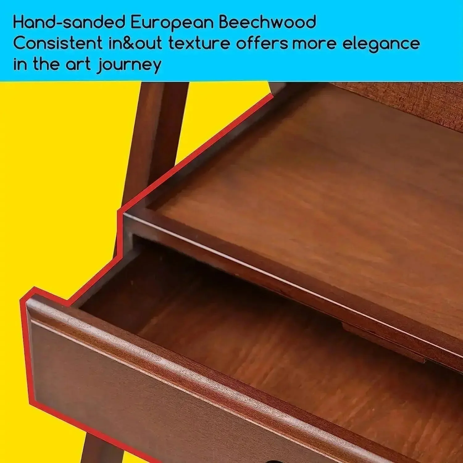 MEEDEN Studio H-Frame Floor Easel with Storage Drawer-Walnut-HJ-1A - Image 7