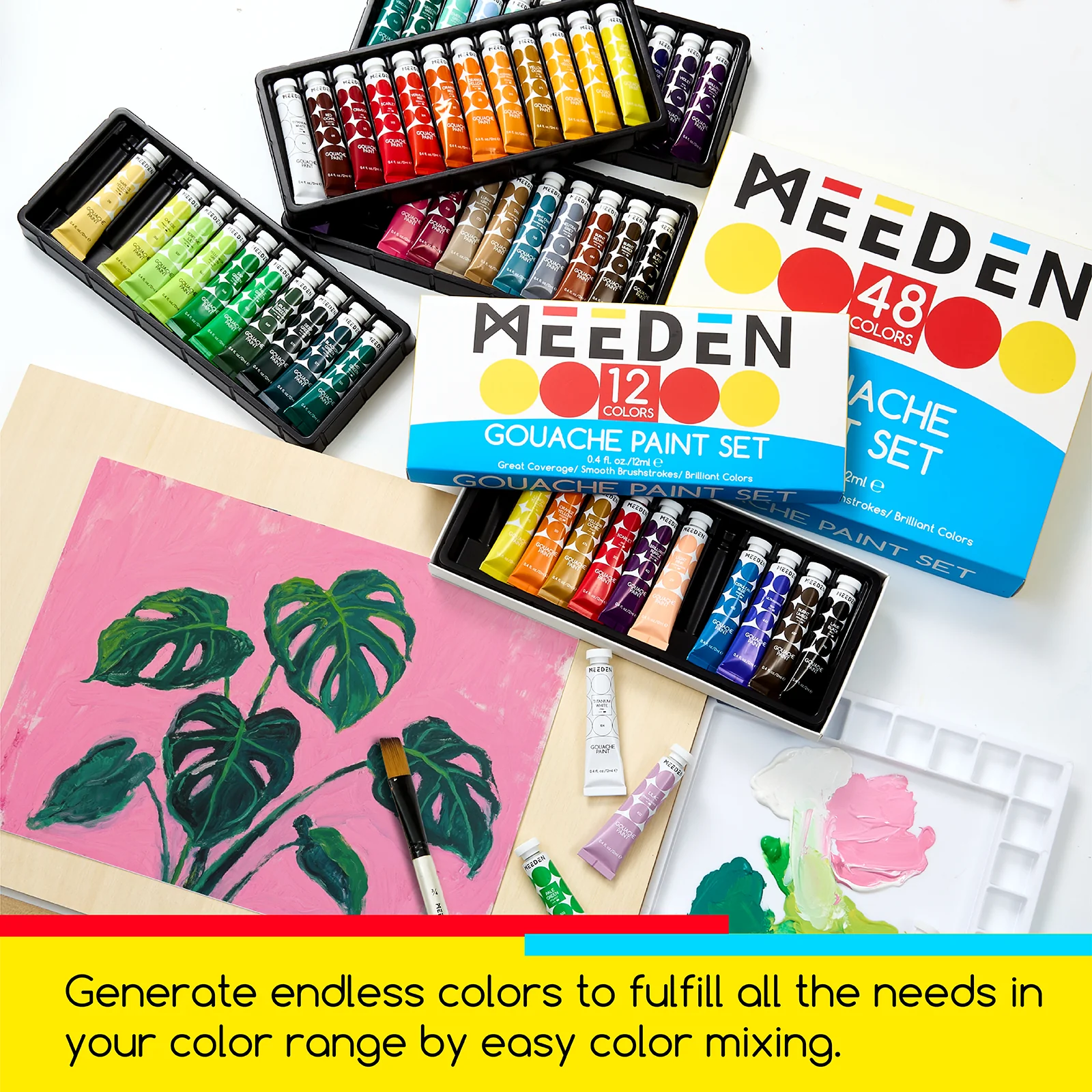 MEEDEN Gouache Paint Set, 48 Tubes, 12 ml / 0.4oz - Image 6