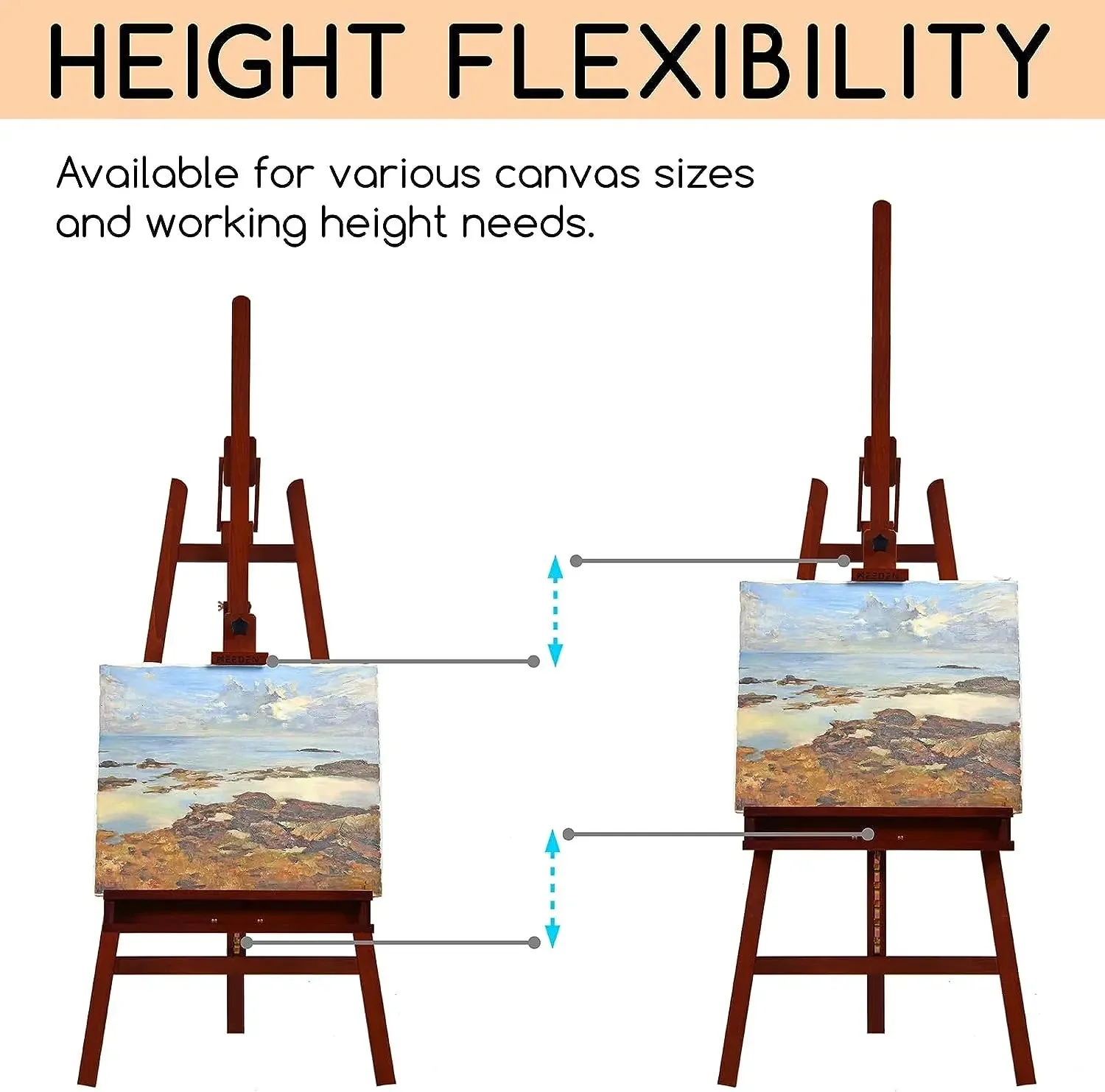 MEEDEN Large A-Frame Adjustable Artist Easel Stand-Dark Walnut-W09B - Image 13