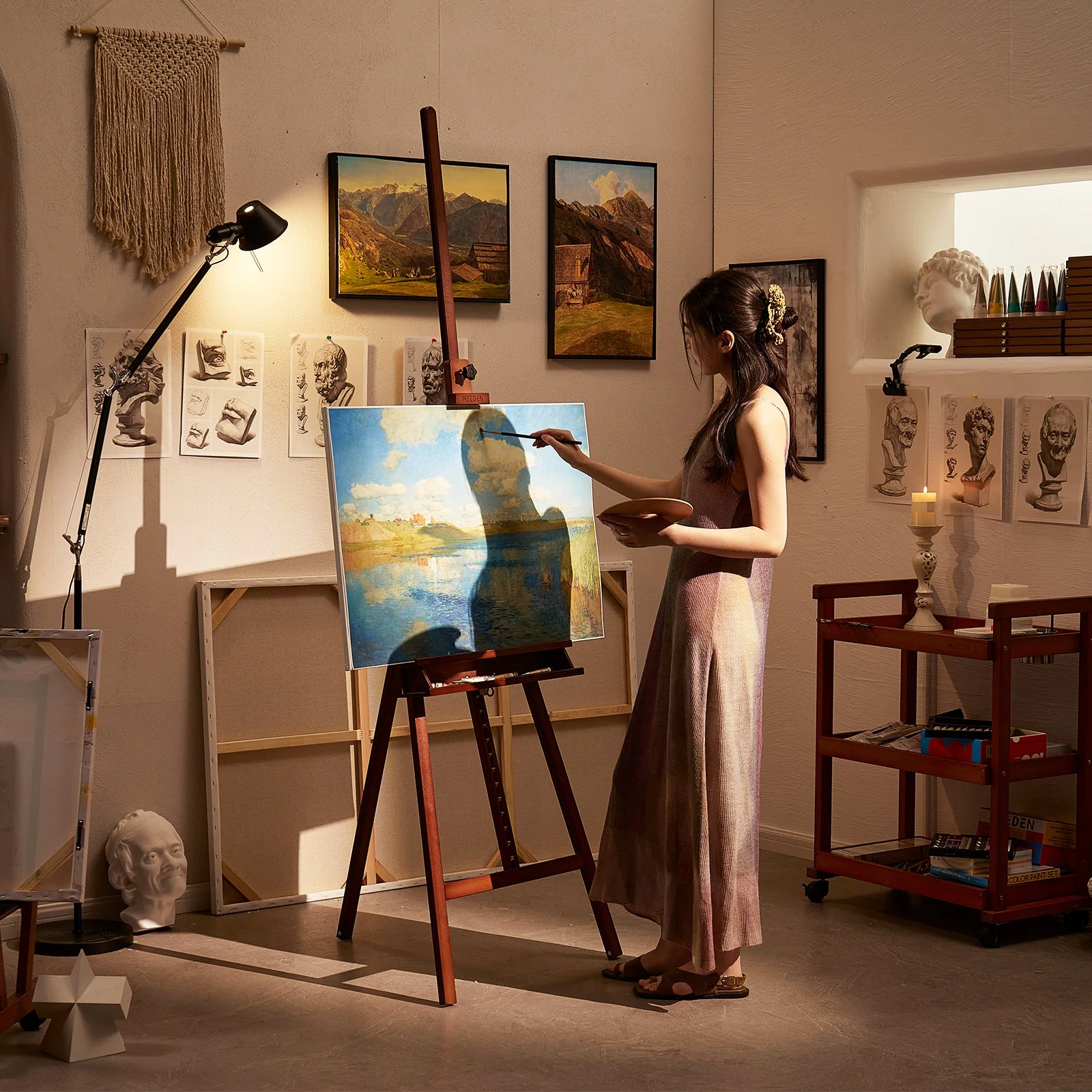 MEEDEN Large A-Frame Adjustable Artist Easel Stand-Dark Walnut-W09B - Image 4