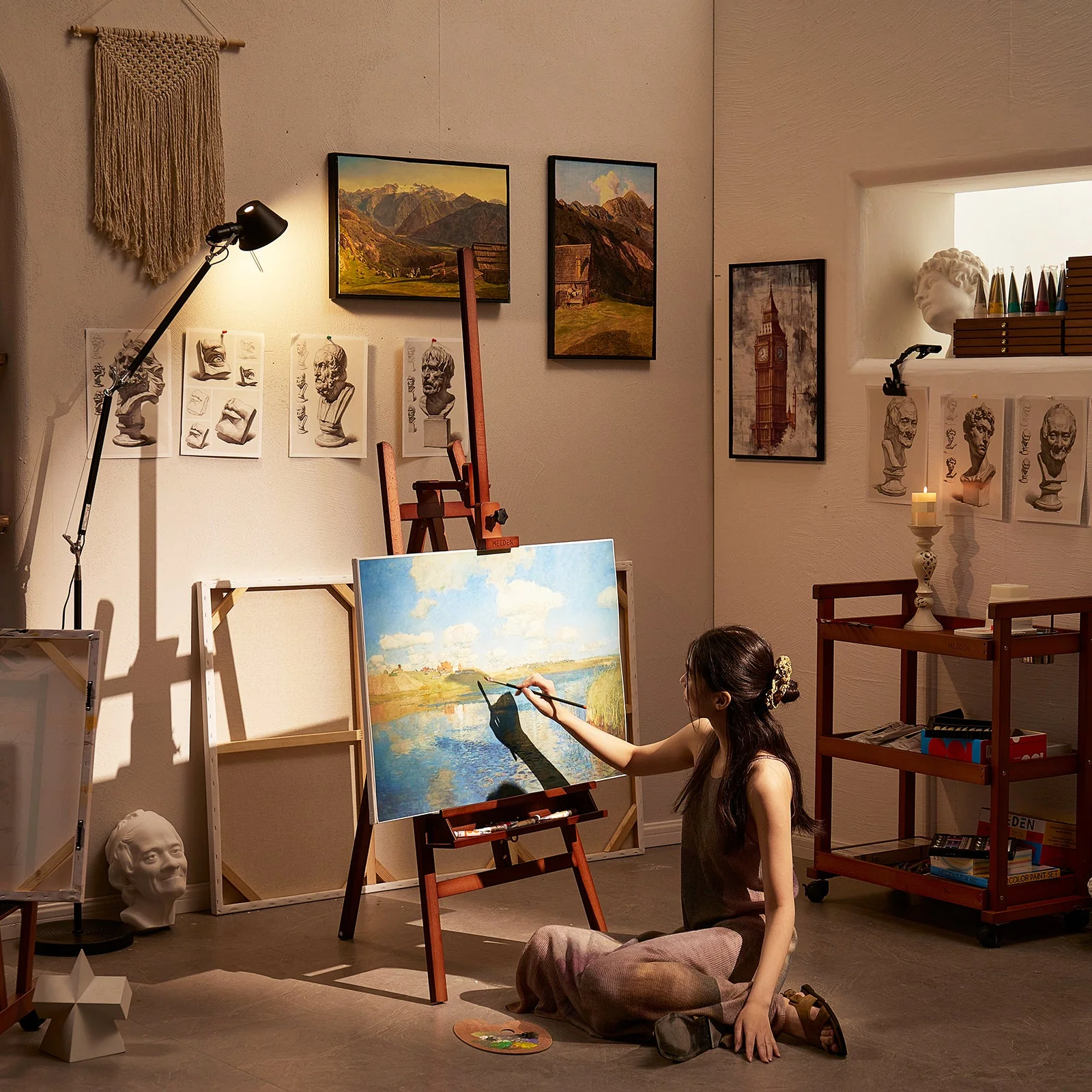 MEEDEN Large A-Frame Adjustable Artist Easel Stand-Dark Walnut-W09B - Image 5