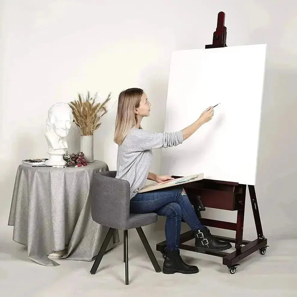 MEEDEN Deluxe Crank Adjusting Master Artist Easel Stand-Cherry Walnut-W15S - Image 3