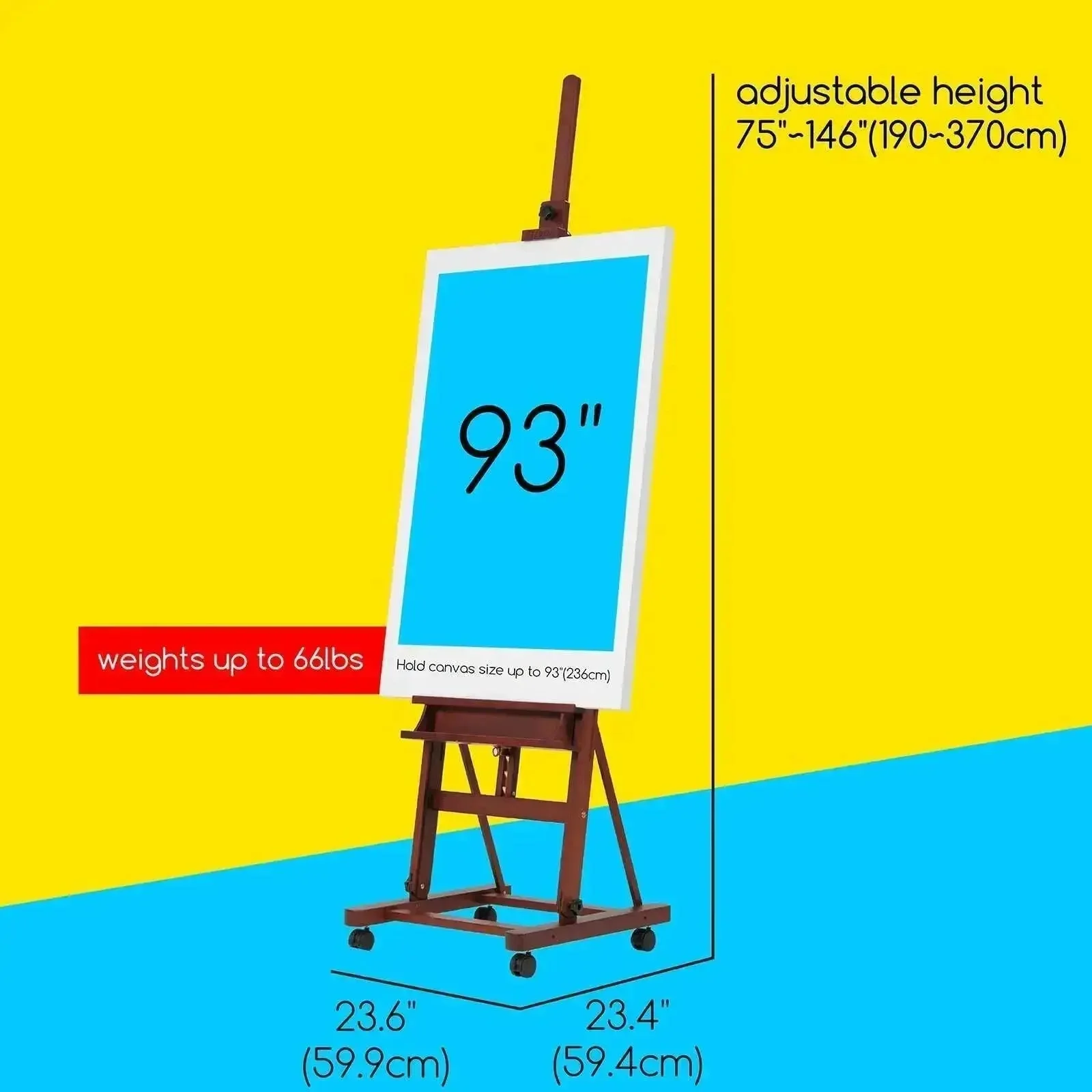 MEEDEN Large H-Frame Artist Easel with Large Tray-Dark Walnut-W02D - Image 3