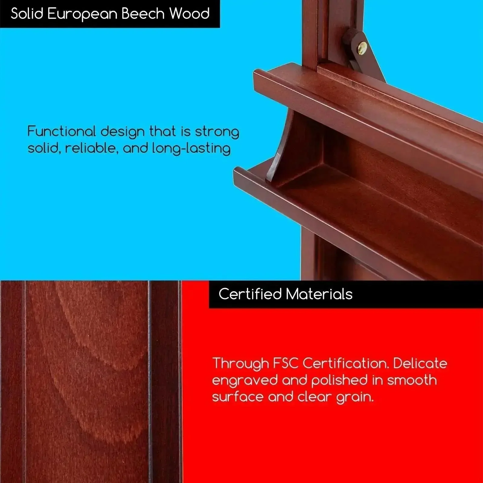 MEEDEN Large H-Frame Artist Easel with Large Tray-Dark Walnut-W02D - Image 5