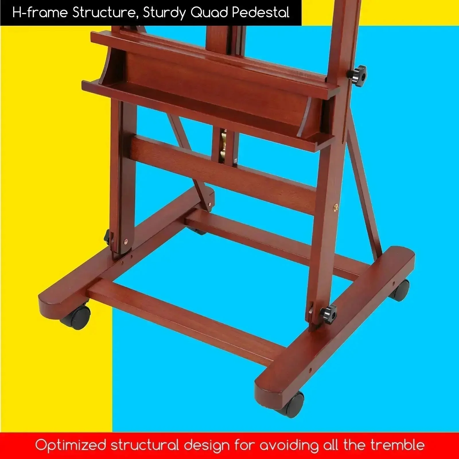 MEEDEN Large H-Frame Artist Easel with Large Tray-Dark Walnut-W02D - Image 6