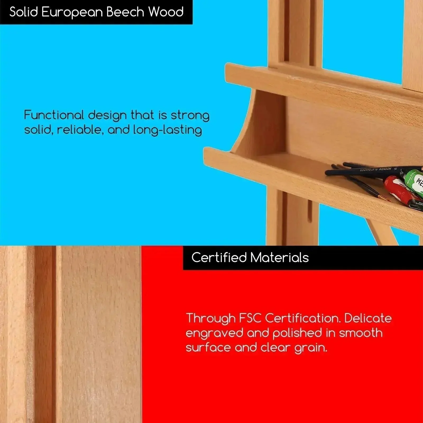 MEEDEN Large H-Frame Artist Easel with Large Tray-W02D - Image 4