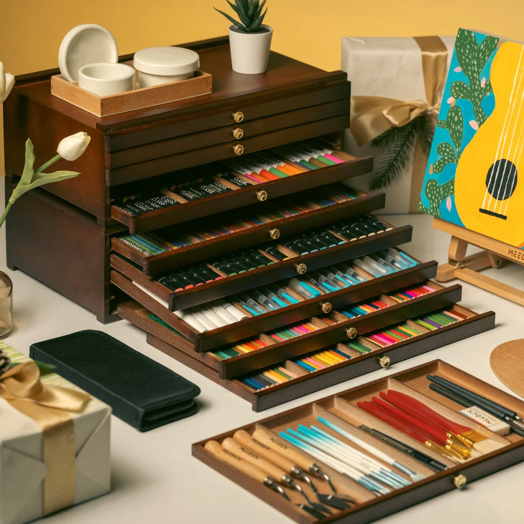 MEEDEN 10-Drawer Art Supply Storage Box, Walnut Color - Image 2