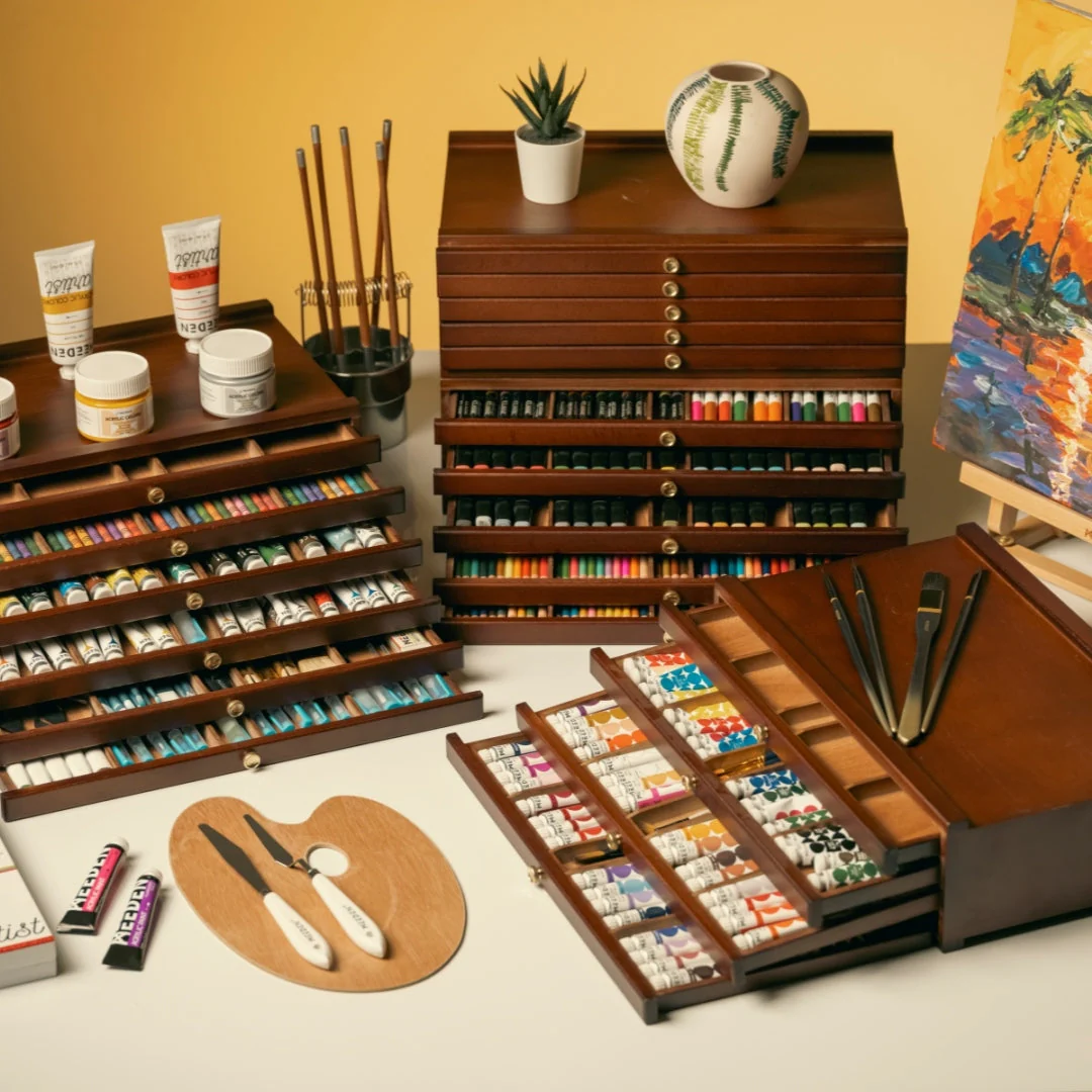 MEEDEN 6-Drawer Artist Supply Storage Box, Walnut Color - Image 3