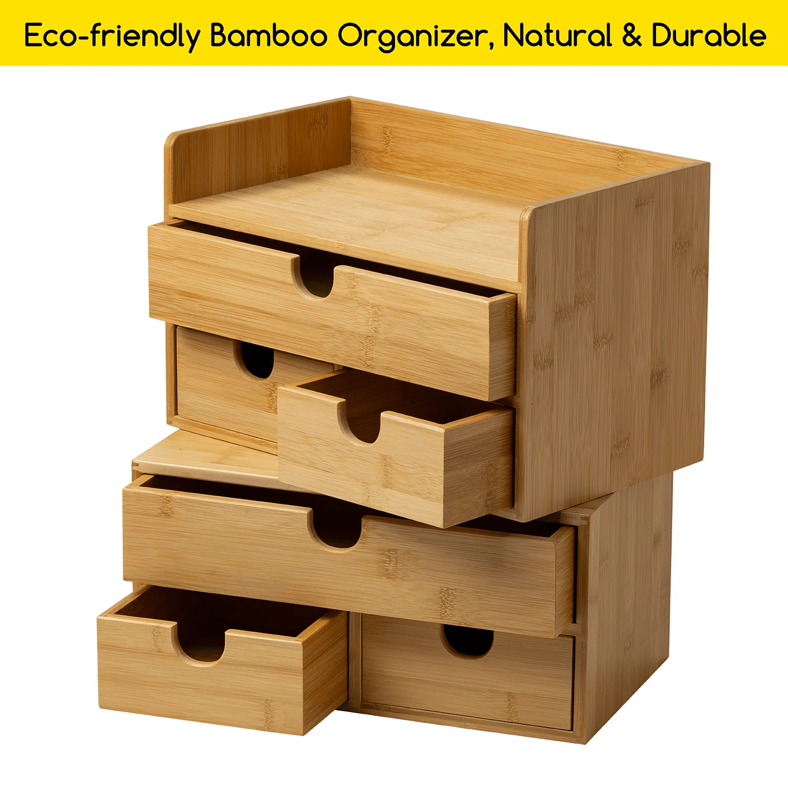 MEEDEN Bamboo Desk Organizer with Drawers - Image 4