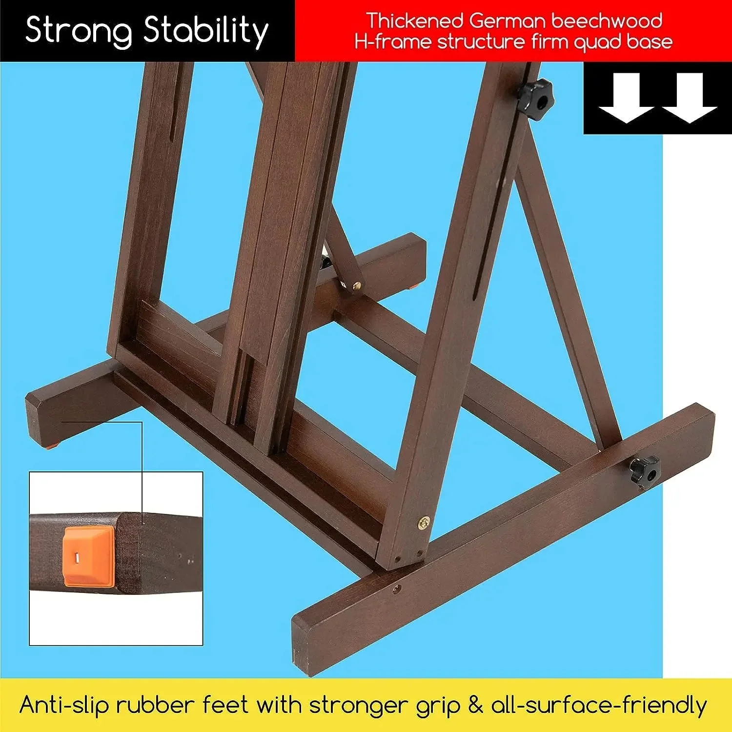 MEEDEN Classic Heavy Duty H-Frame Artist Easel-Walnut-DW01 - Image 4