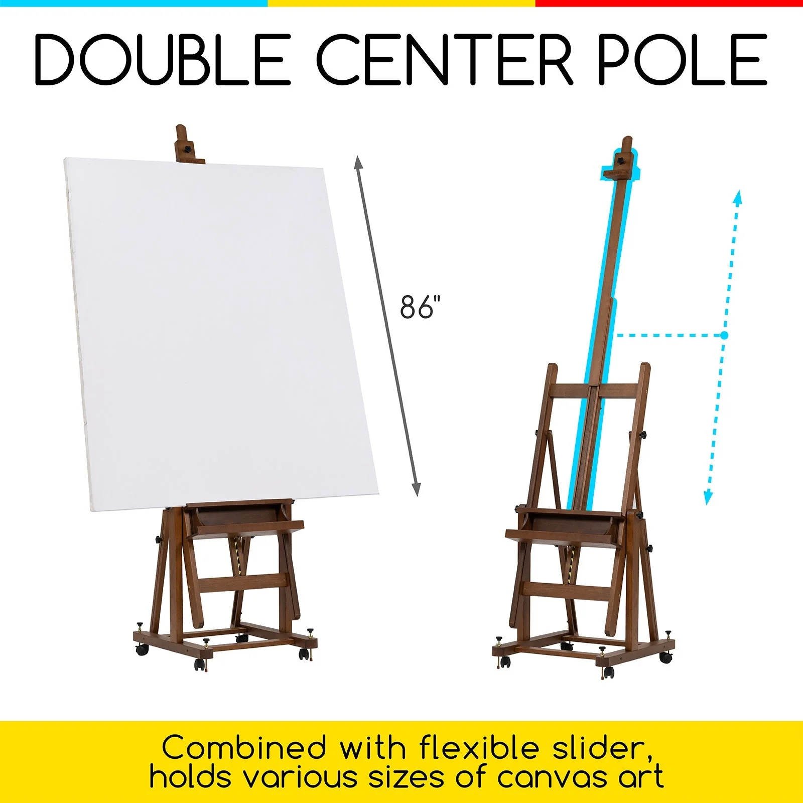 MEEDEN Enlarged Heavy-Duty H-Frame Artist Easel - W11 Pro Walnut - Image 7