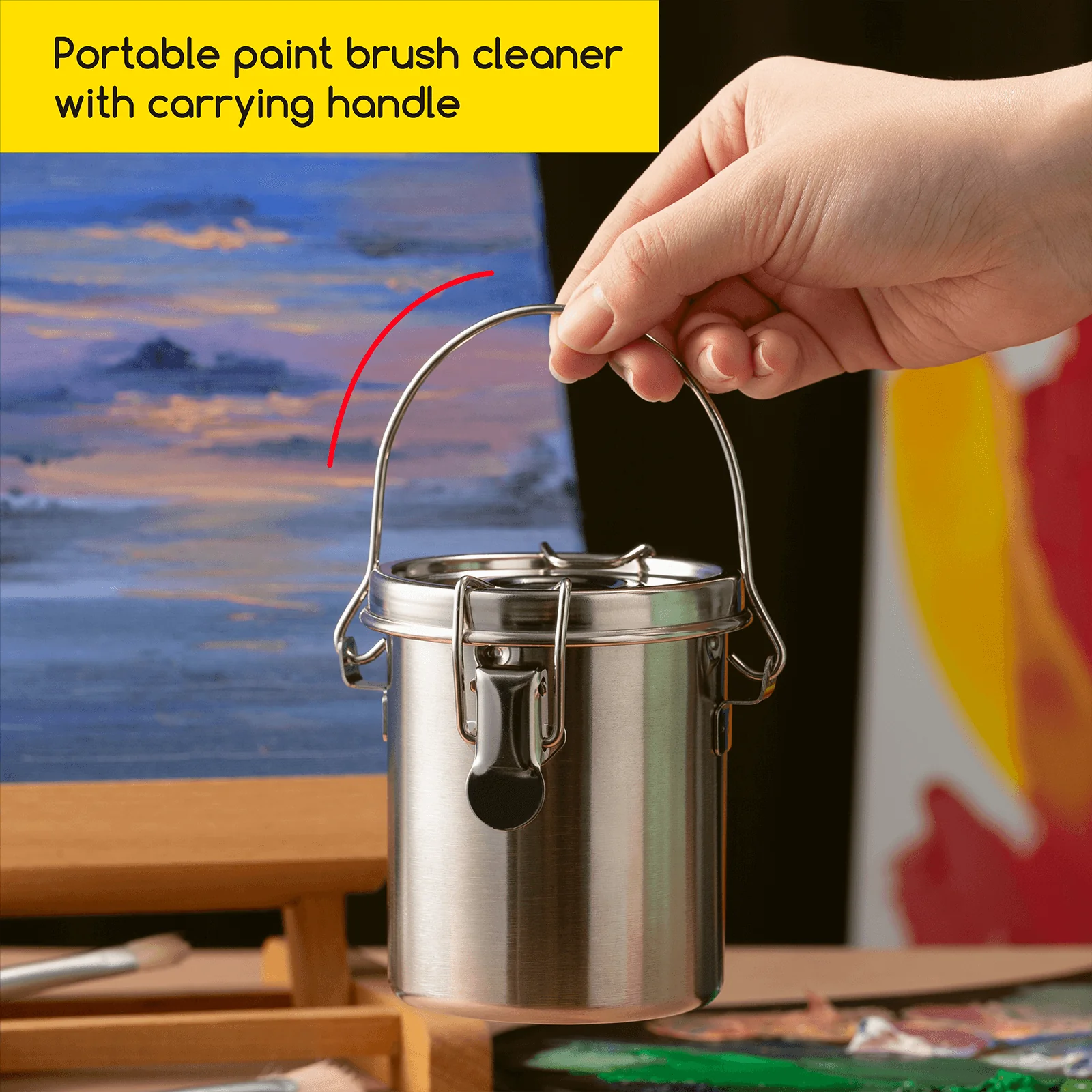 MEEDEN Portable Paint Brush Washer: Airtight Stainless Steel - Small - Image 6