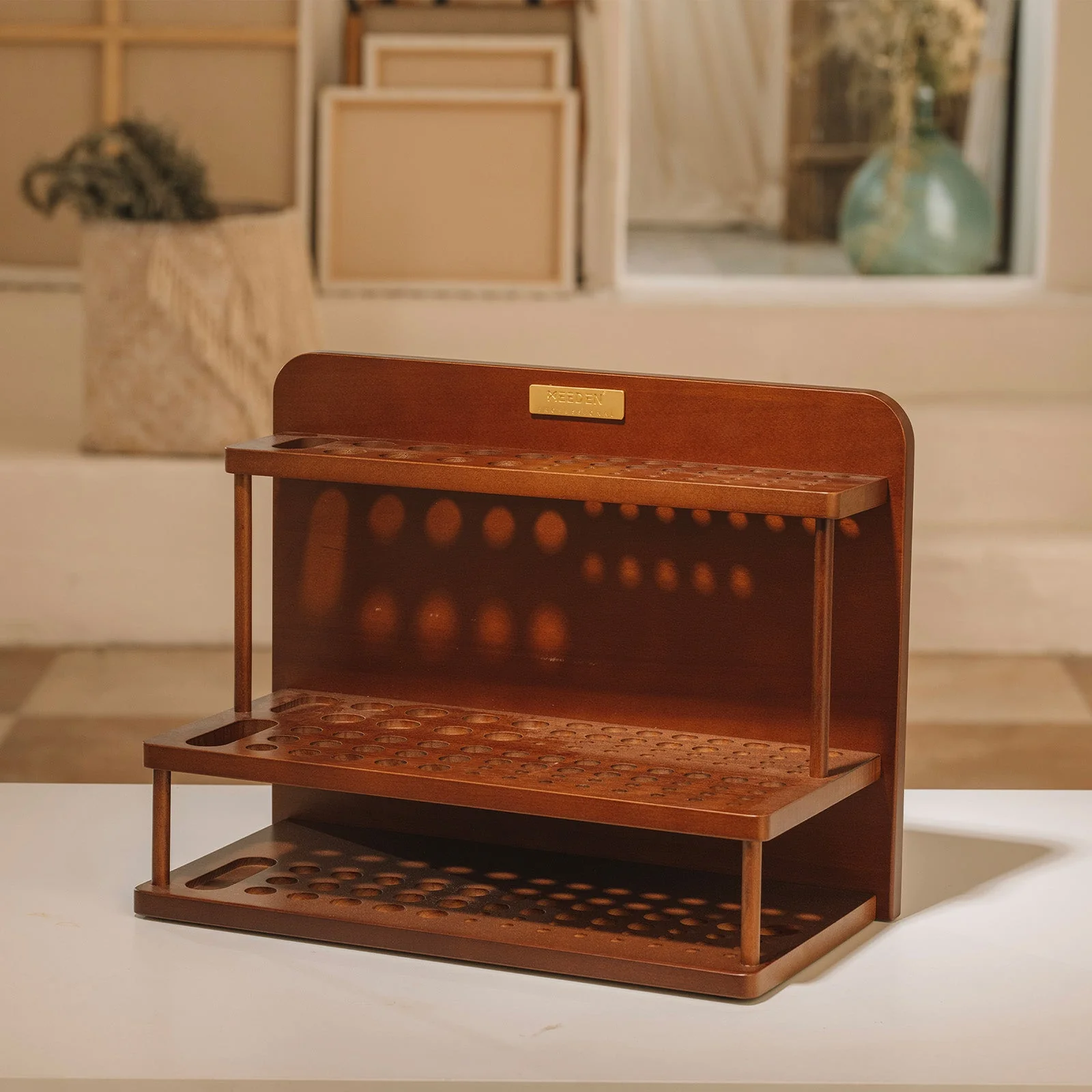 MEEDEN Pro 2-Tier Wooden Paint Brush Holder Organizer-BJ-01 - Image 2