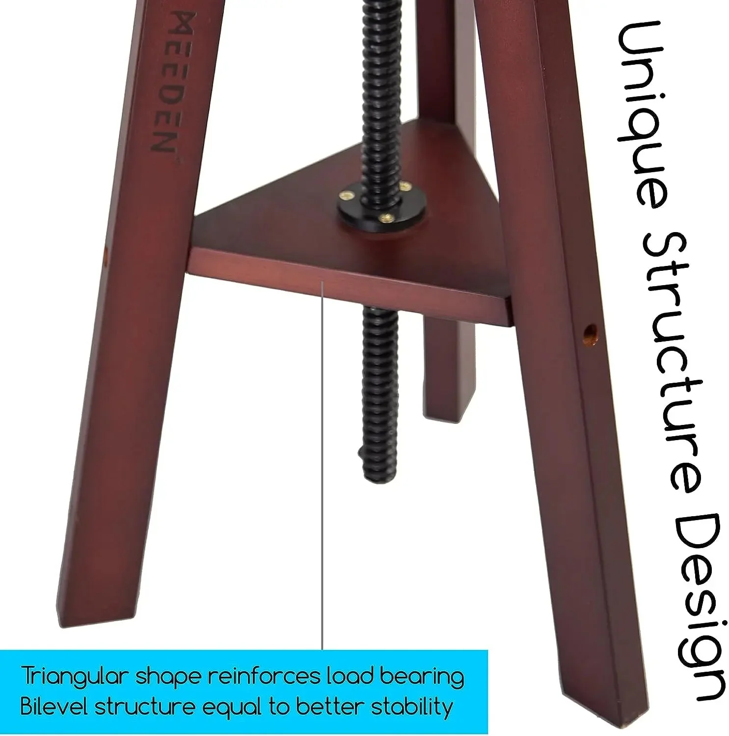 MEEDEN Wooden Drafting Stool with Adjustable Height-Dark Walnut-G-005 - Image 6
