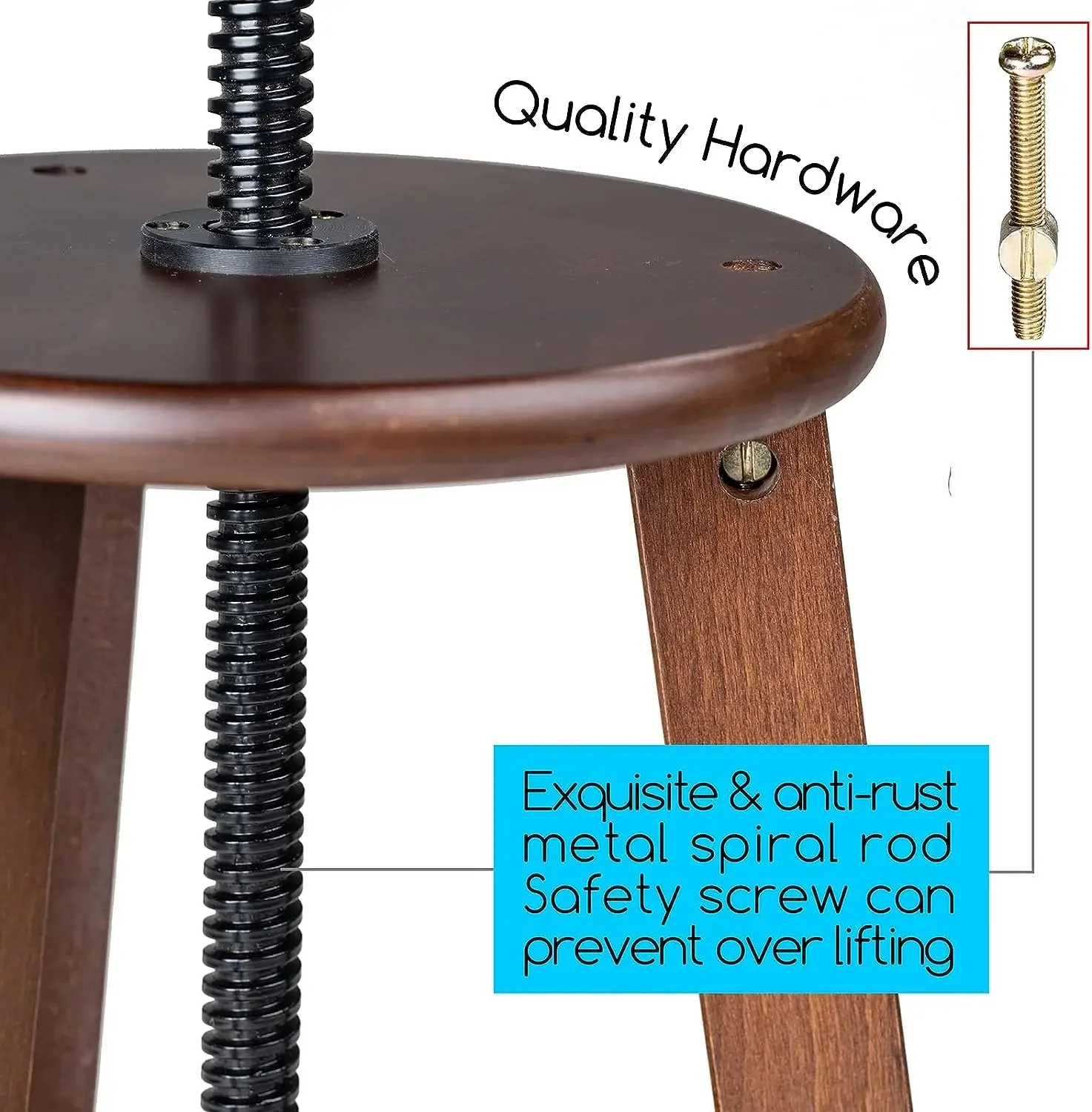 MEEDEN Wooden Drafting Stool with Adjustable Height-Walnut-G-005 - Image 7