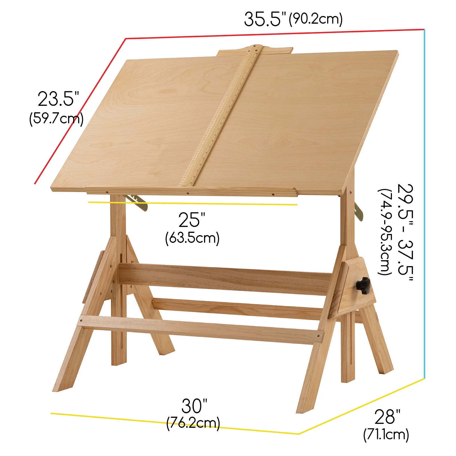 MEEDEN Adjustable Wooden Drafting Table, Natural-XSZ-2 - Image 10