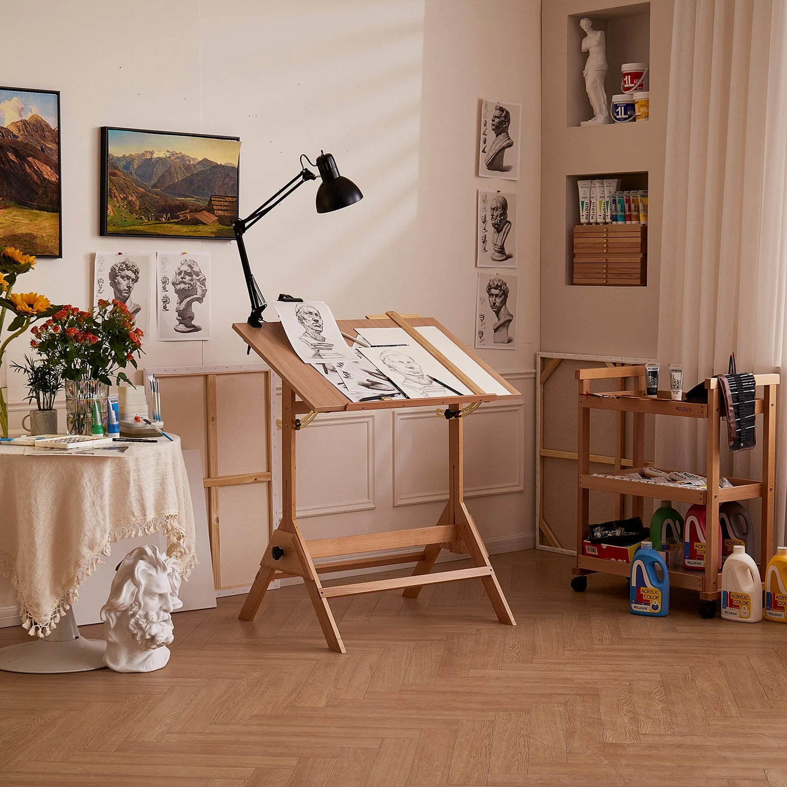 MEEDEN Adjustable Wooden Drafting Table, Natural-XSZ-2 - Image 2