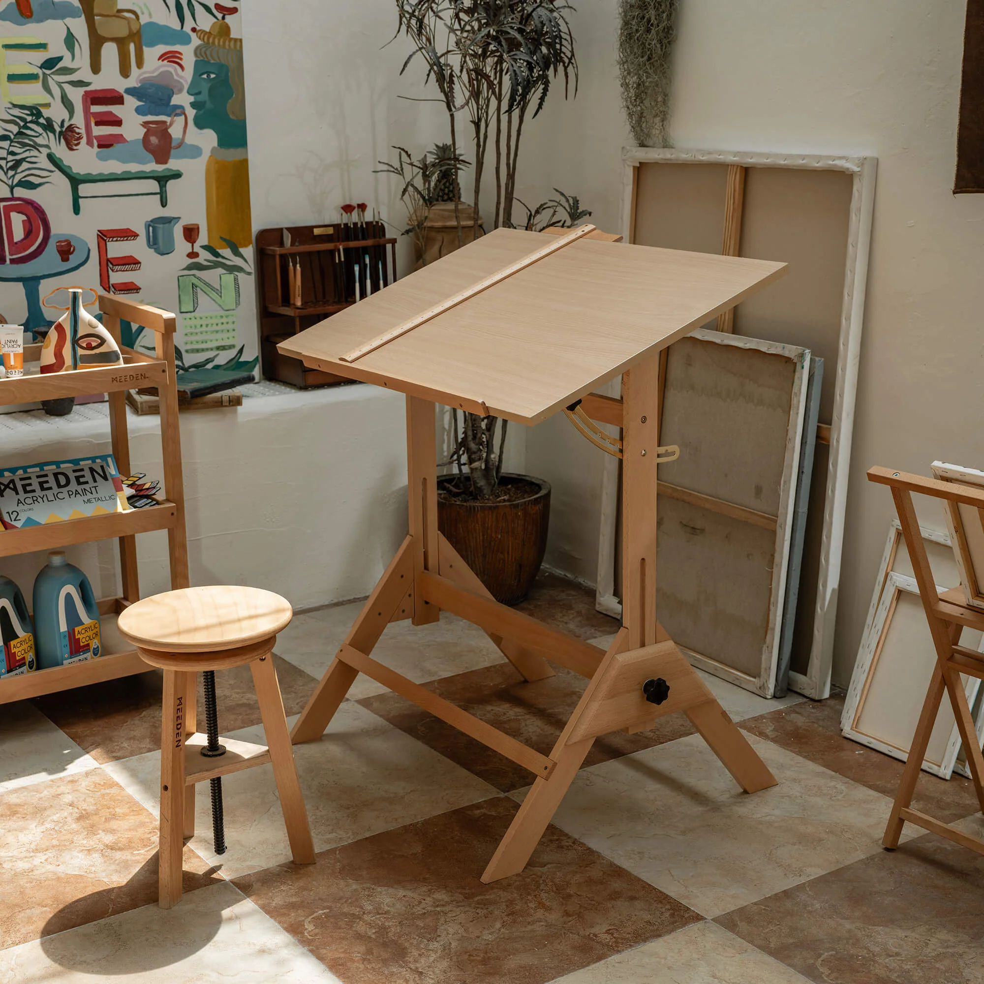 MEEDEN Adjustable Wooden Drafting Table, Natural-XSZ-2 - Image 7