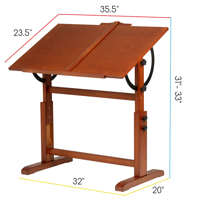 MEEDEN Vintage Adjustable Wooden Drafting Table , Dark Walnut-XSZ-4 - Image 14