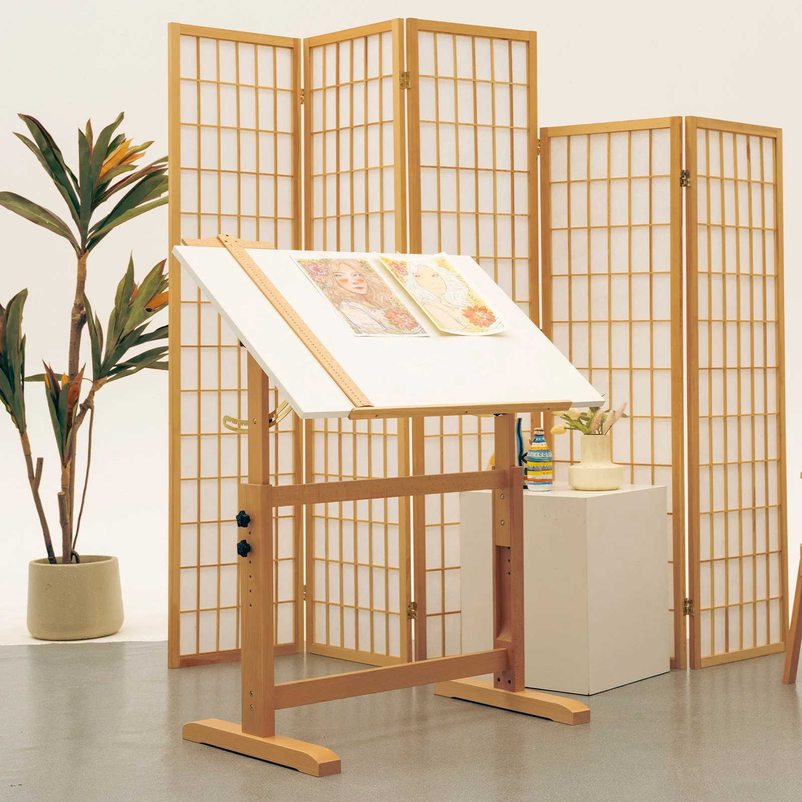 MEEDEN Adjustable Wooden Drafting Table, White-XSZ-5 - Image 14