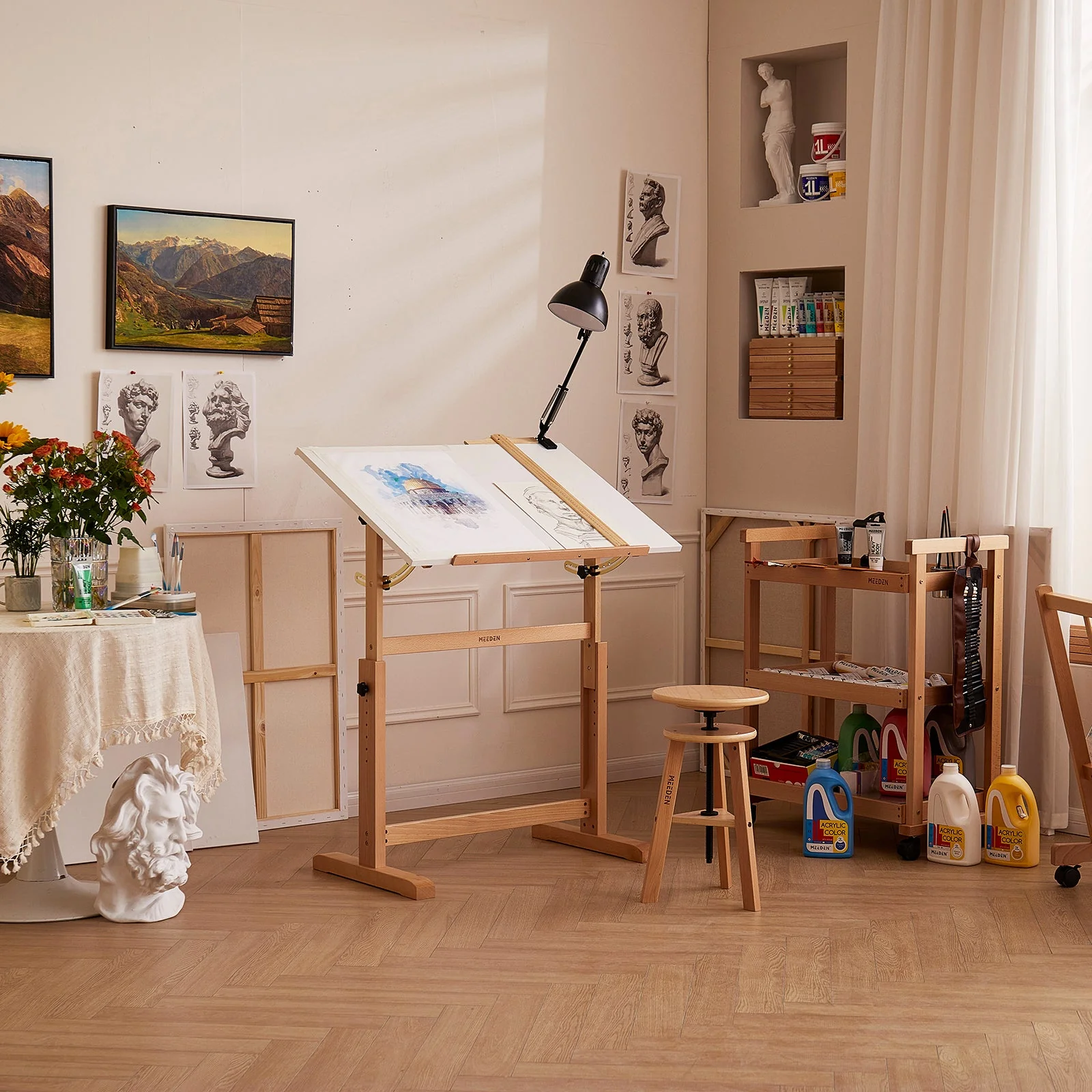 MEEDEN Adjustable Wooden Drafting Table, White-XSZ-5 - Image 2