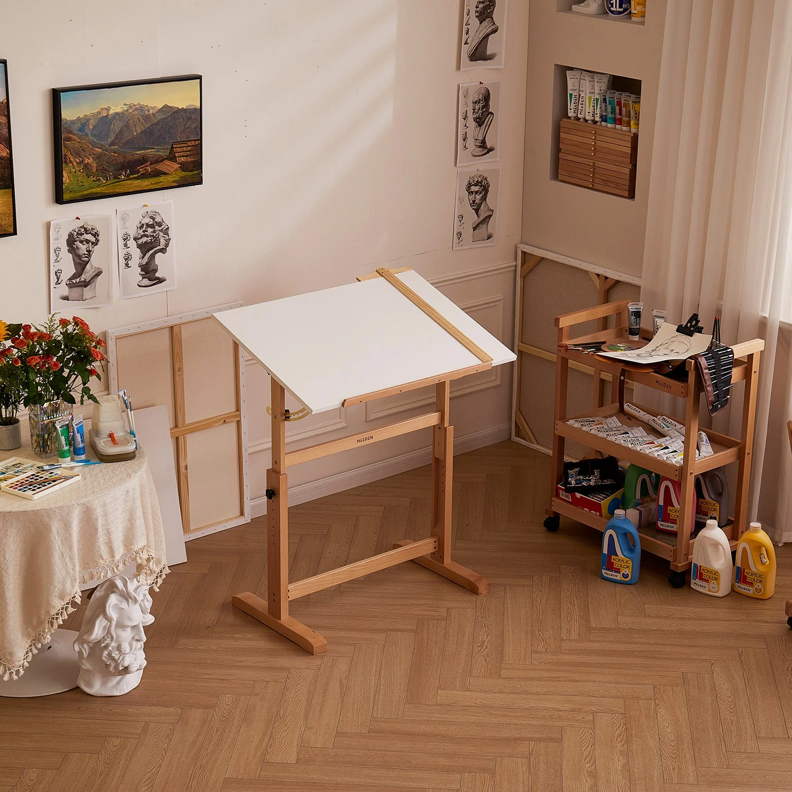 MEEDEN Adjustable Wooden Drafting Table, White-XSZ-5 - Image 8