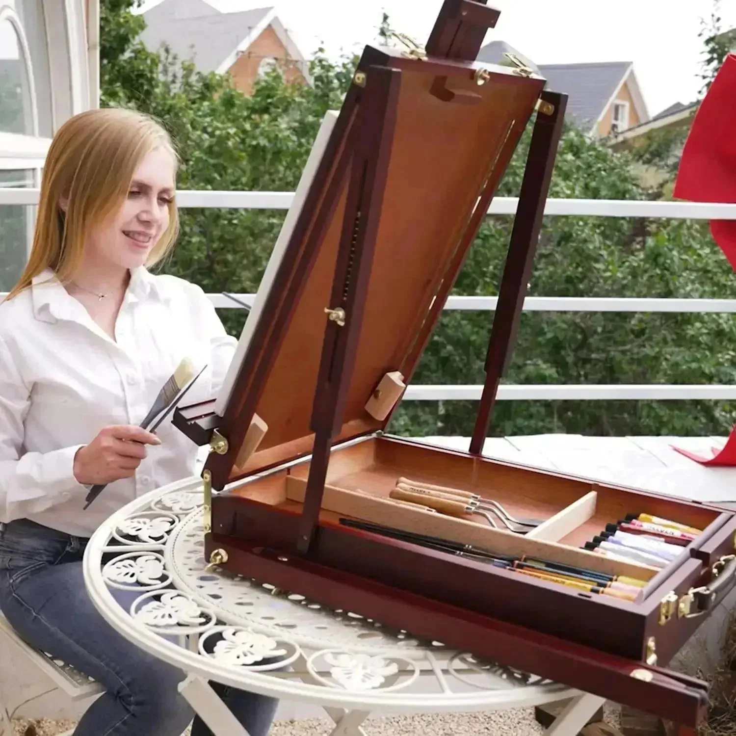 MEEDEN Solid Beech Wood French Easel-Dark Walnut-HX-3 - Image 3