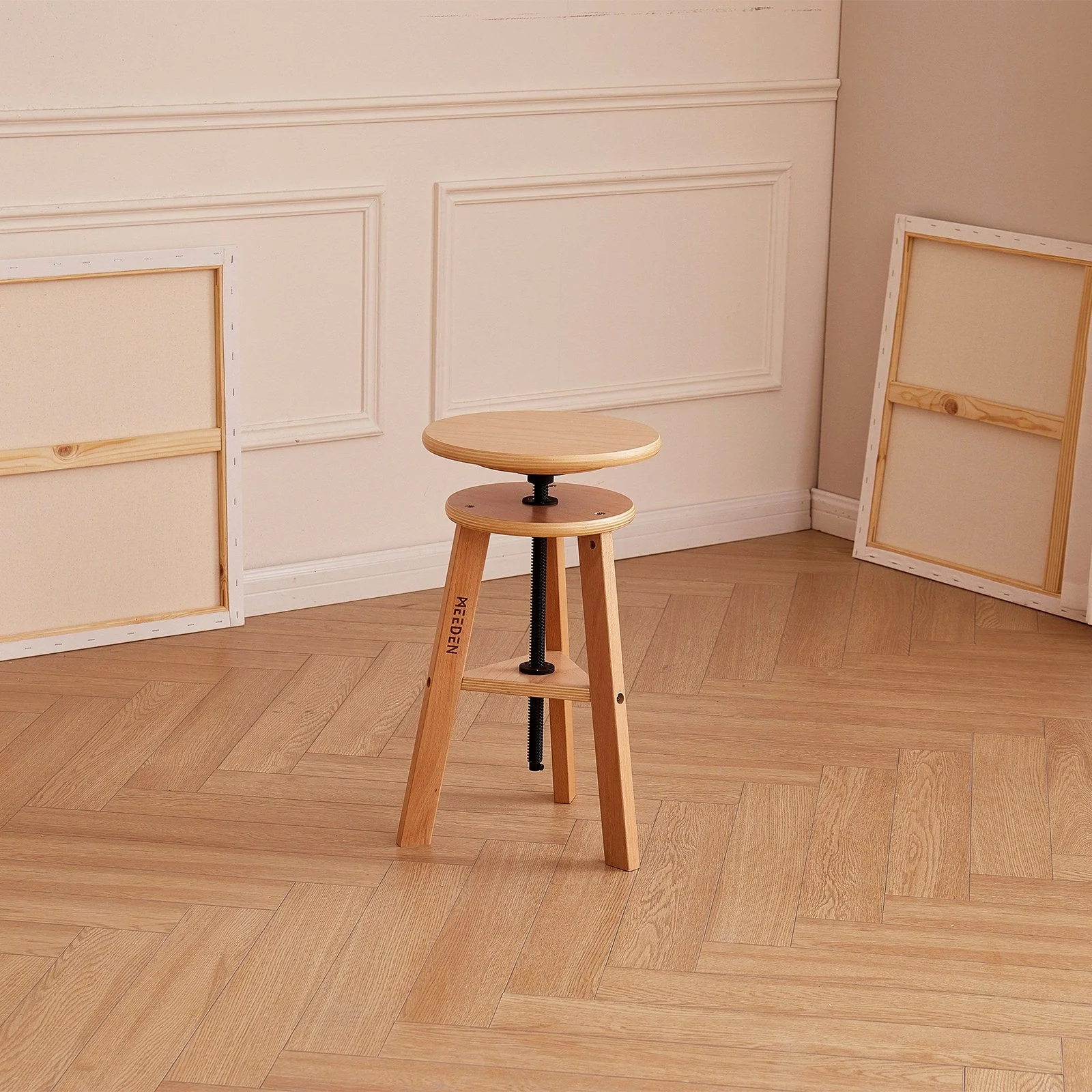 MEEDEN Wooden Drafting Stool with Adjustable Height-Natural-G-005 - Image 2